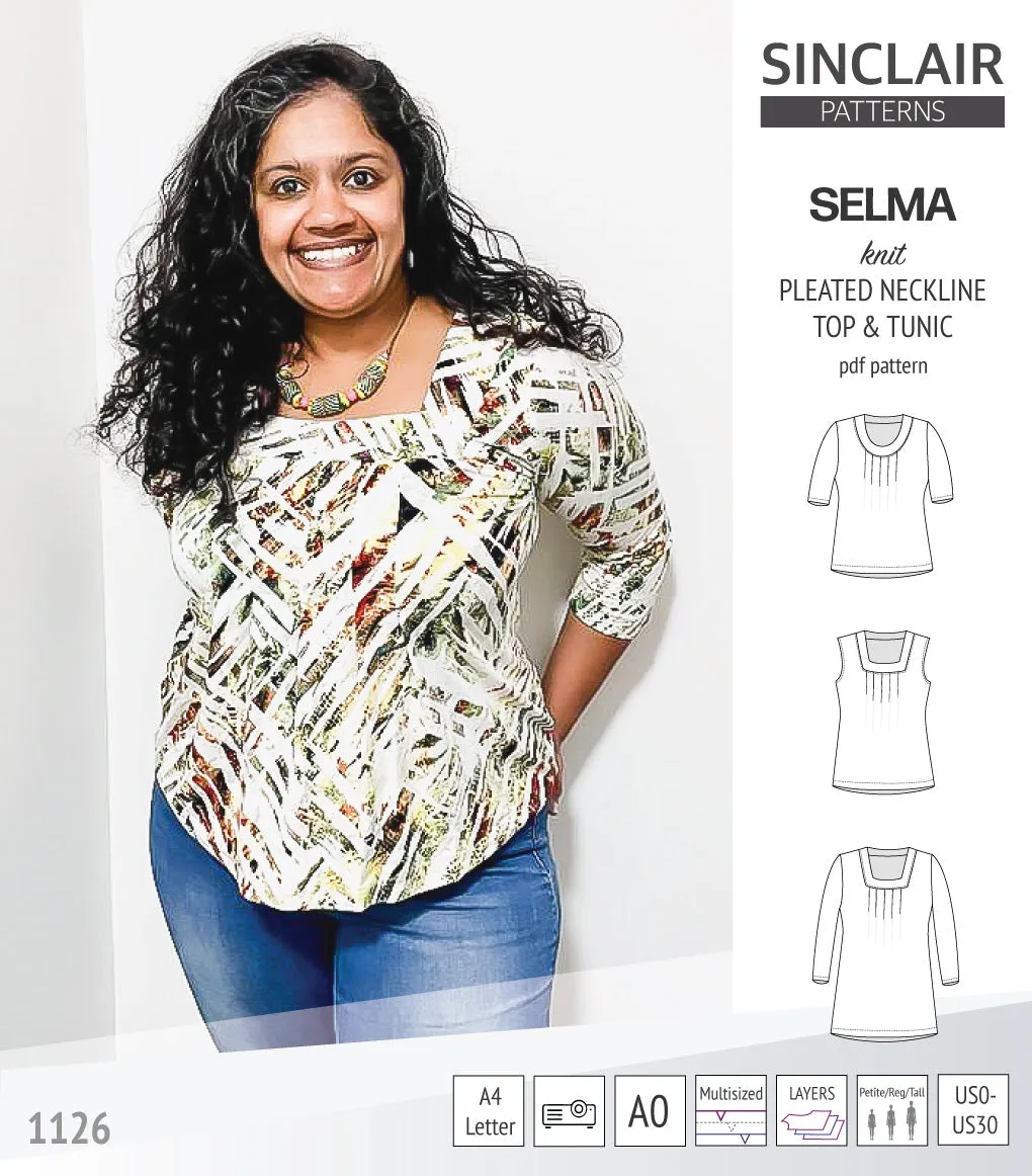 Selma knit top and tunic with round and square neckline options (PDF)