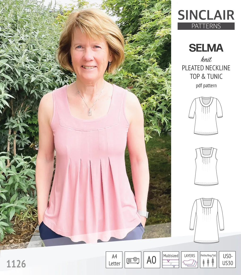 Selma knit top and tunic with round and square neckline options (PDF)