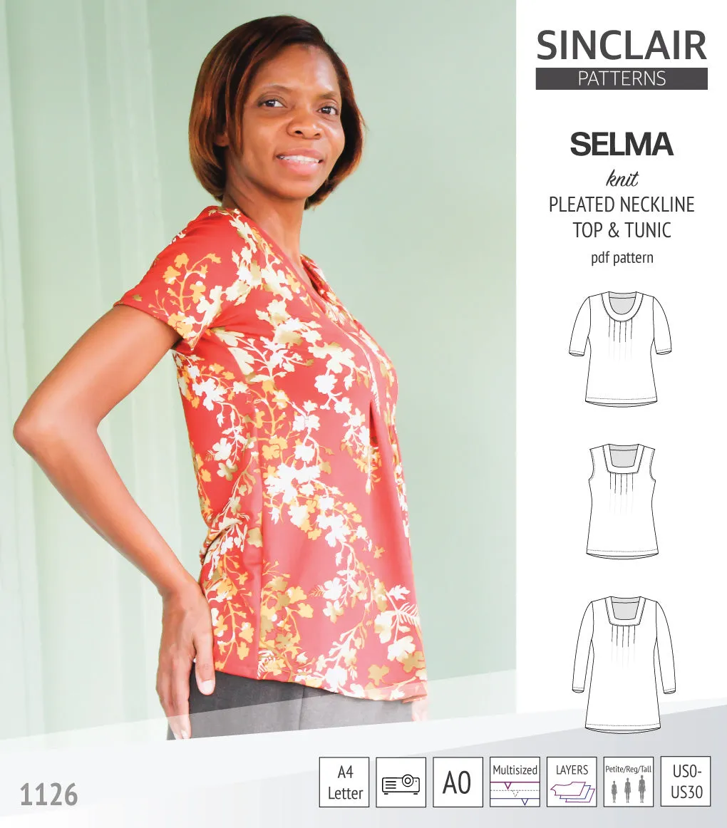 Selma knit top and tunic with round and square neckline options (PDF)