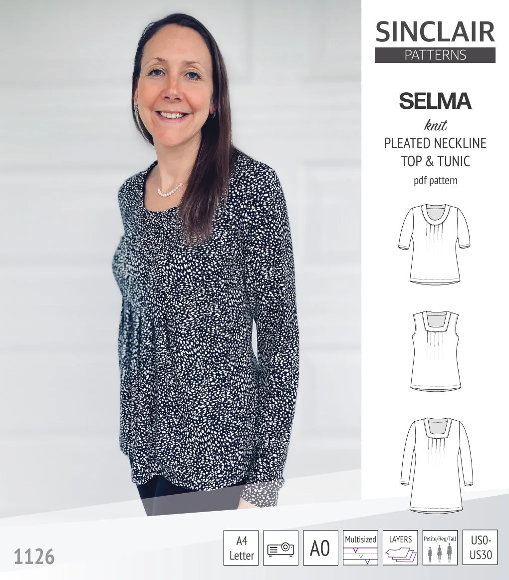 Selma knit top and tunic with round and square neckline options (PDF)