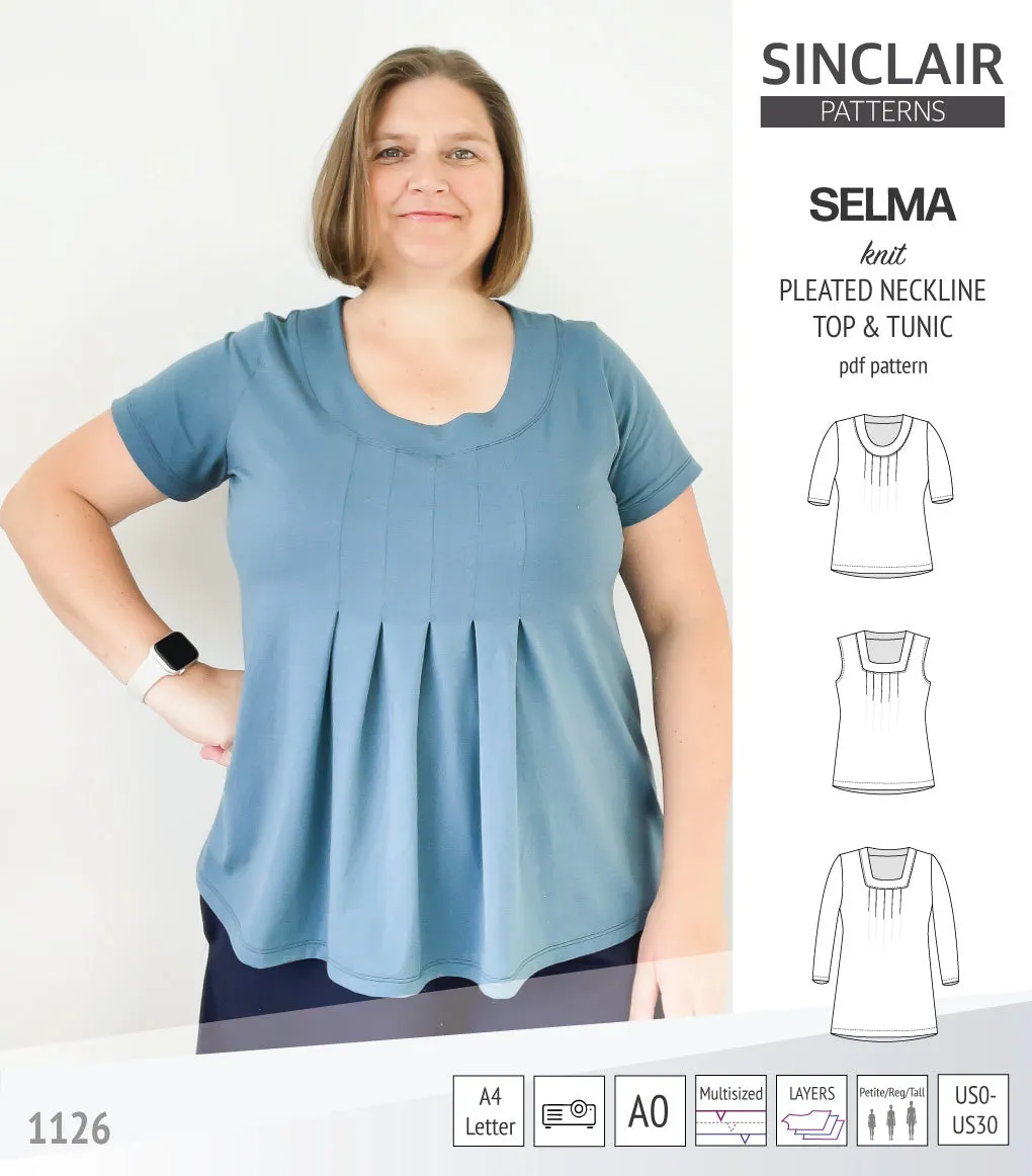 Selma knit top and tunic with round and square neckline options (PDF)