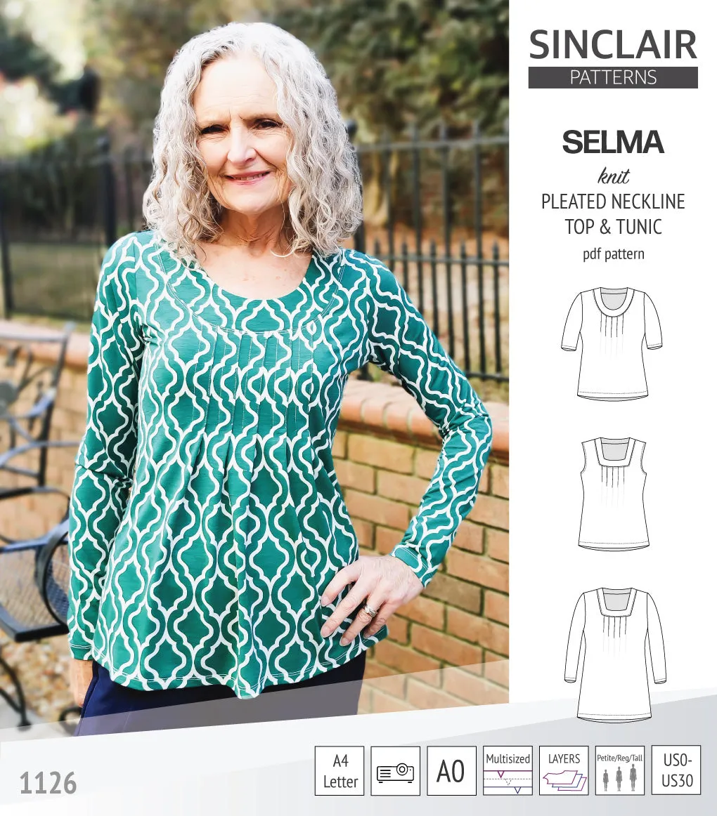 Selma knit top and tunic with round and square neckline options (PDF)