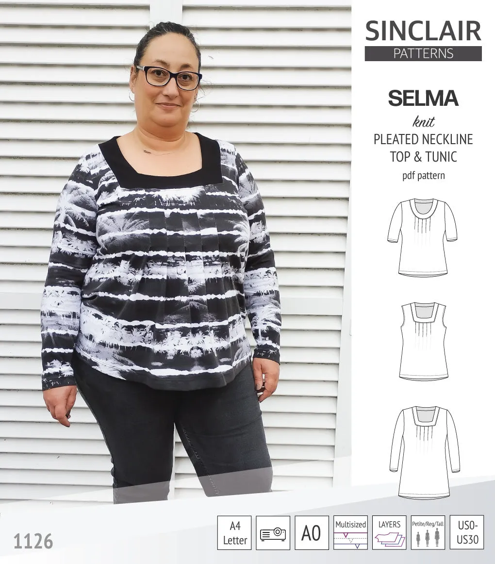 Selma knit top and tunic with round and square neckline options (PDF)