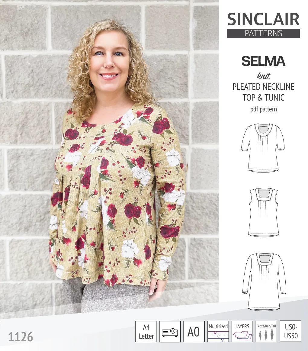 Selma knit top and tunic with round and square neckline options (PDF)