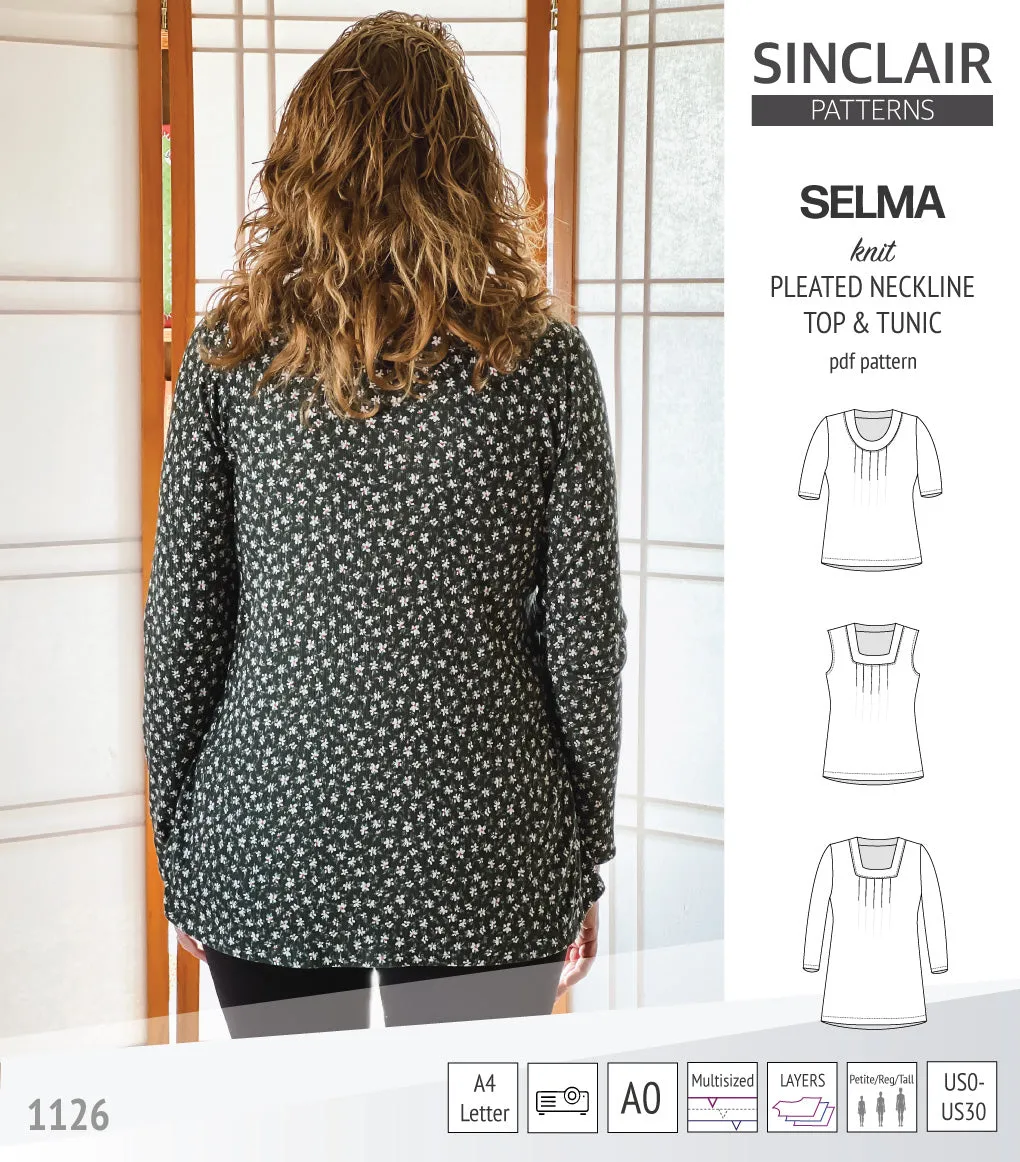 Selma knit top and tunic with round and square neckline options (PDF)