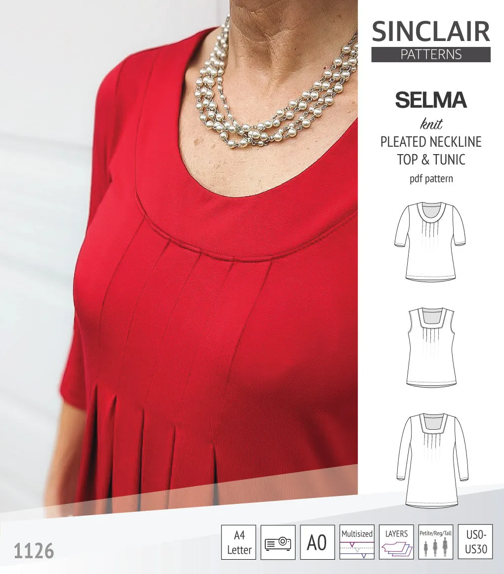 Selma knit top and tunic with round and square neckline options (PDF)
