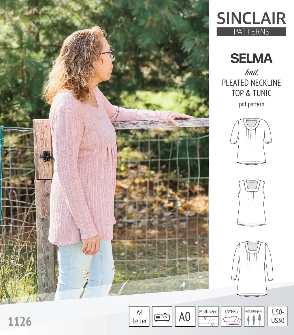 Selma knit top and tunic with round and square neckline options (PDF)