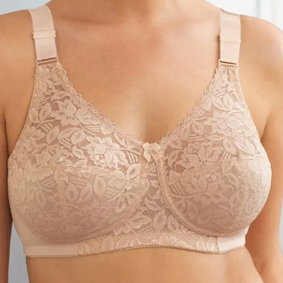 Set of 3! 38C Glamorise CLASSIC SOFT CUP Bra (WIDE-STRAPS) Stretch NUDE NEW