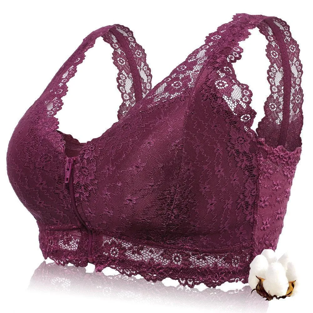 Sexy Comfort Front Zipper Cotton Lining Wireless Soft Bras