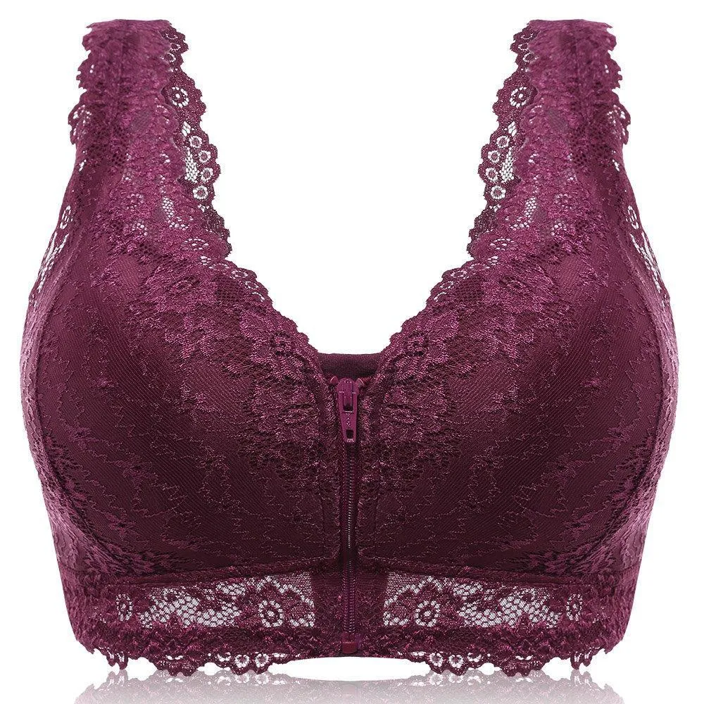 Sexy Comfort Front Zipper Cotton Lining Wireless Soft Bras