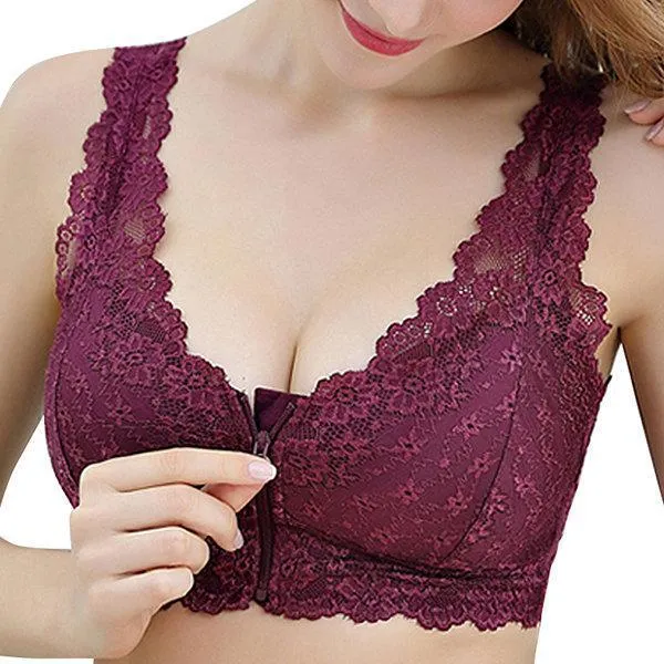 Sexy Comfort Front Zipper Cotton Lining Wireless Soft Bras