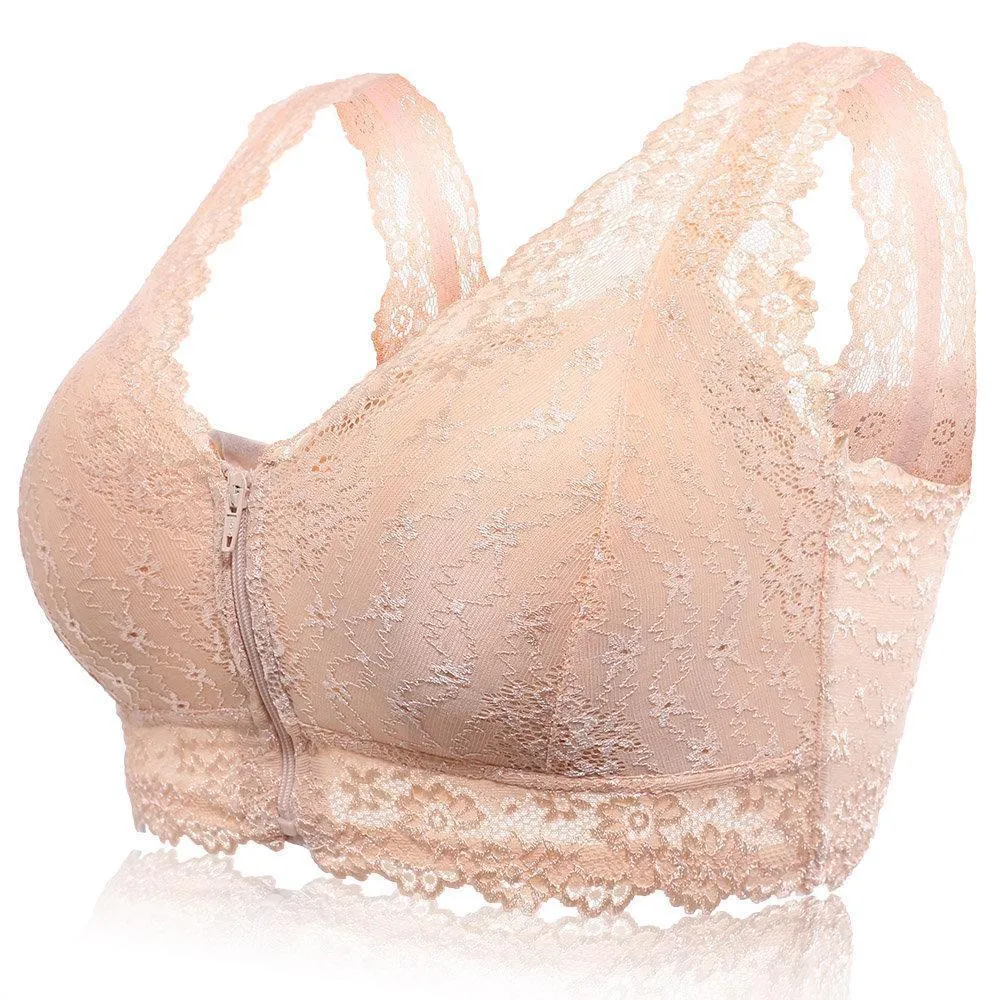 Sexy Comfort Front Zipper Cotton Lining Wireless Soft Bras