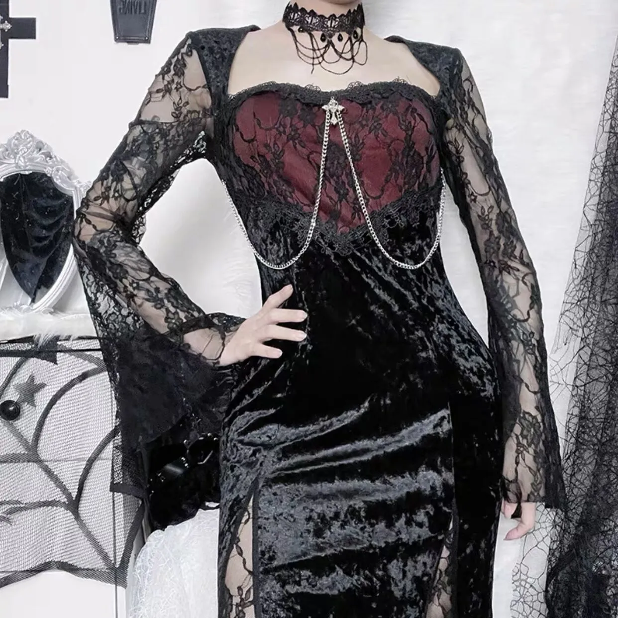 Sexy lace fishtail skirt YC2016