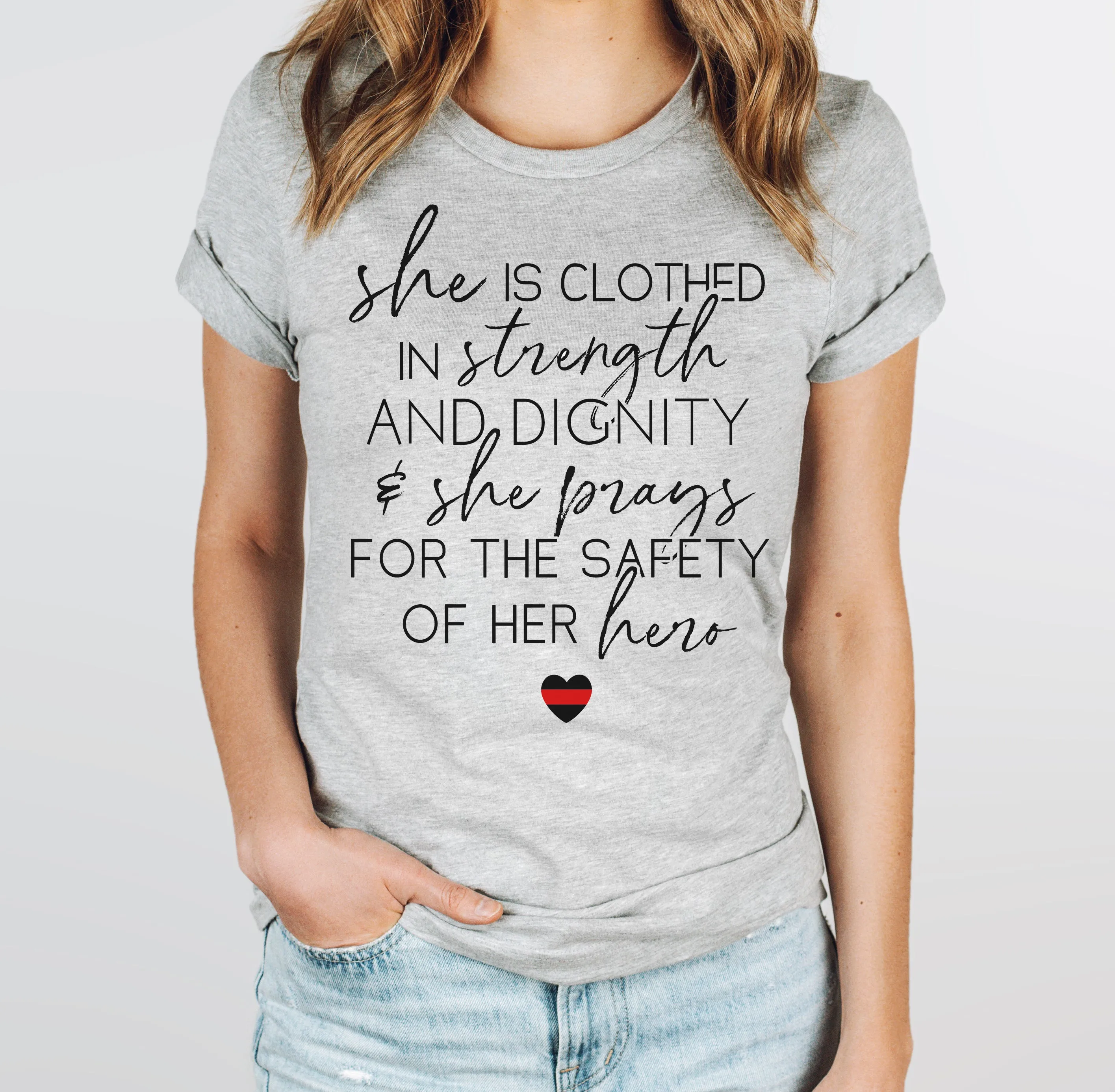 She Prays For The Safety Of Her Hero © Unisex Tee (Thin Red Line)