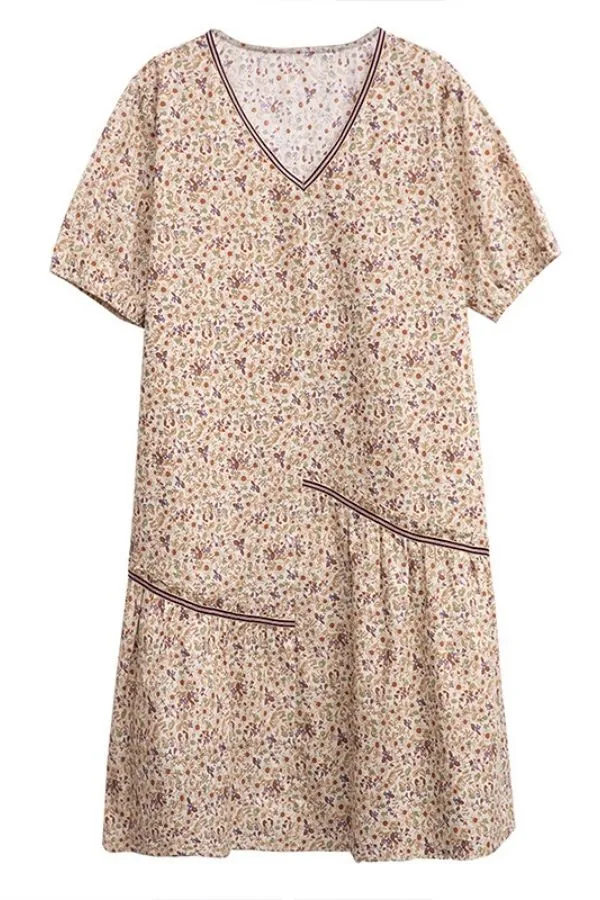 Short Sleeve Floral Printing Mini Dress