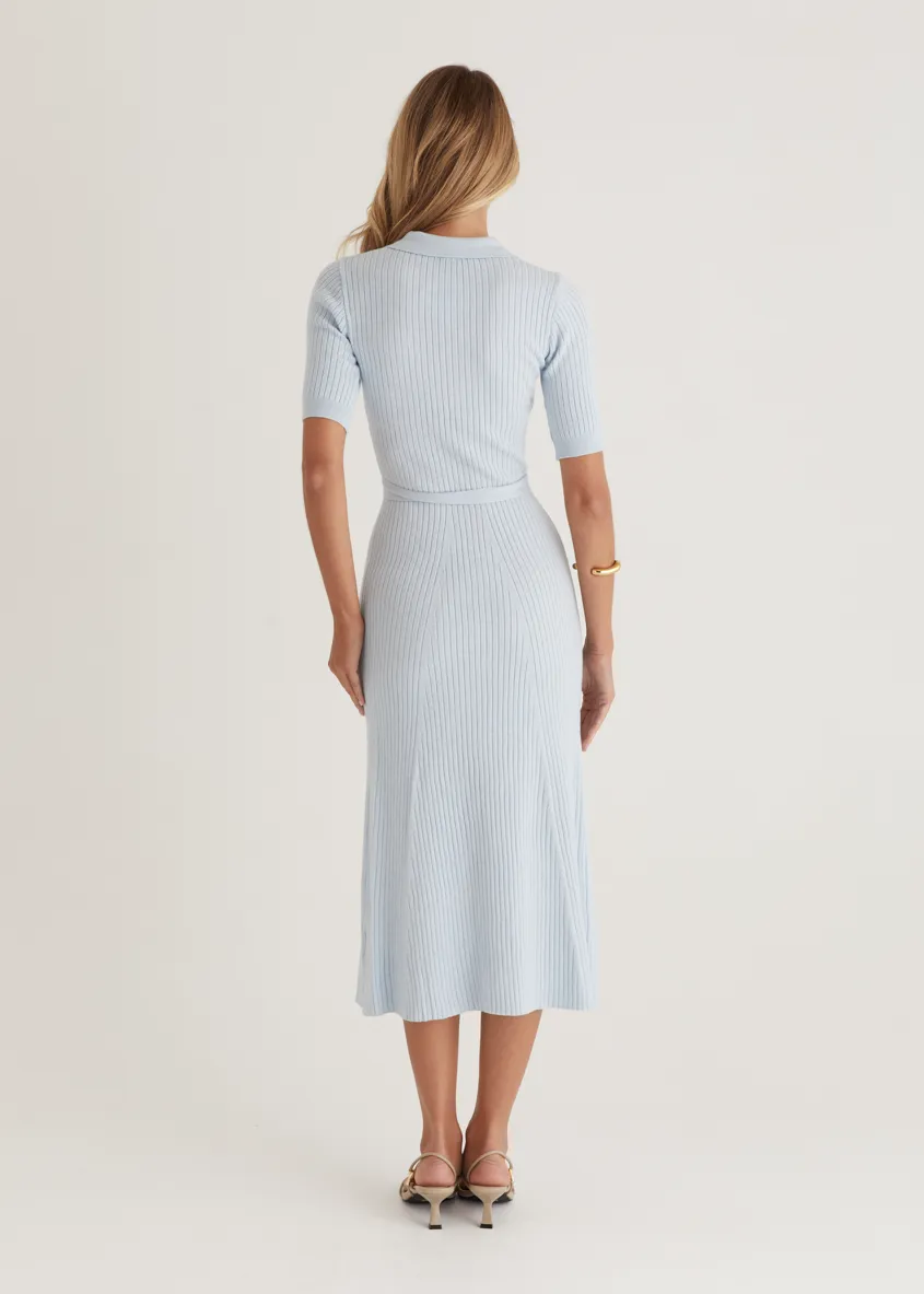 Siesta Knit Midi Dress - Light Blue