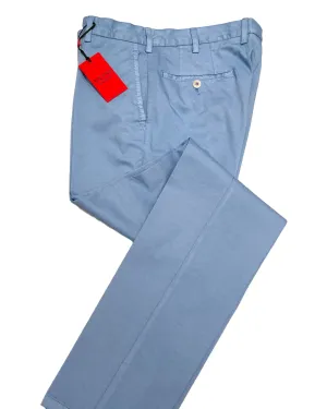 Silk & Cotton Stretch Chino Pants - Light Blue