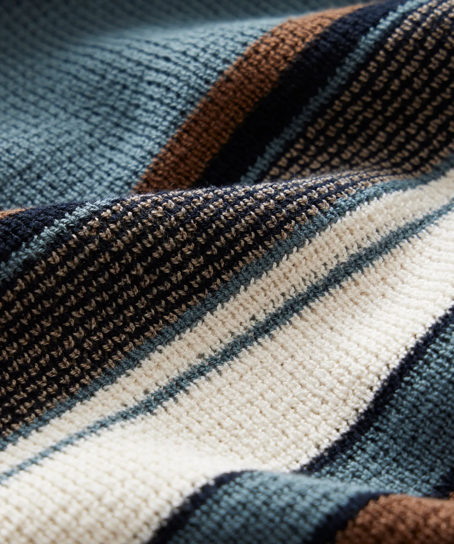 Silk-Cotton Beach Stripe Sweater Polo
