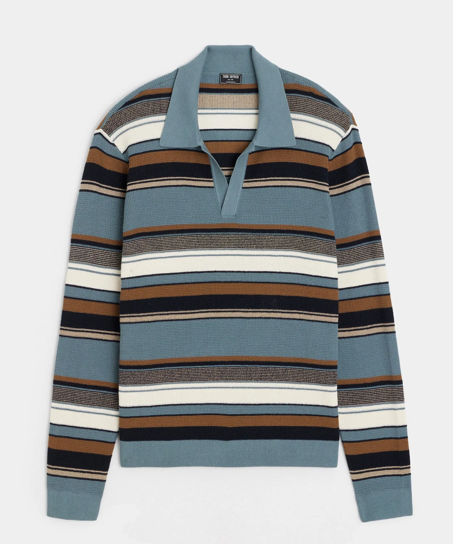 Silk-Cotton Beach Stripe Sweater Polo