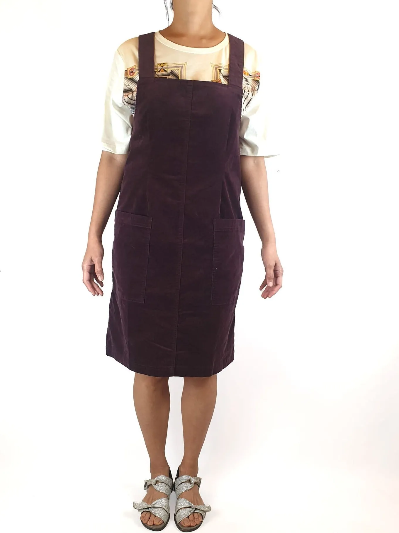 Skin and Threads purple cord pinafore dress with back buttons size 2 (best fits 10)