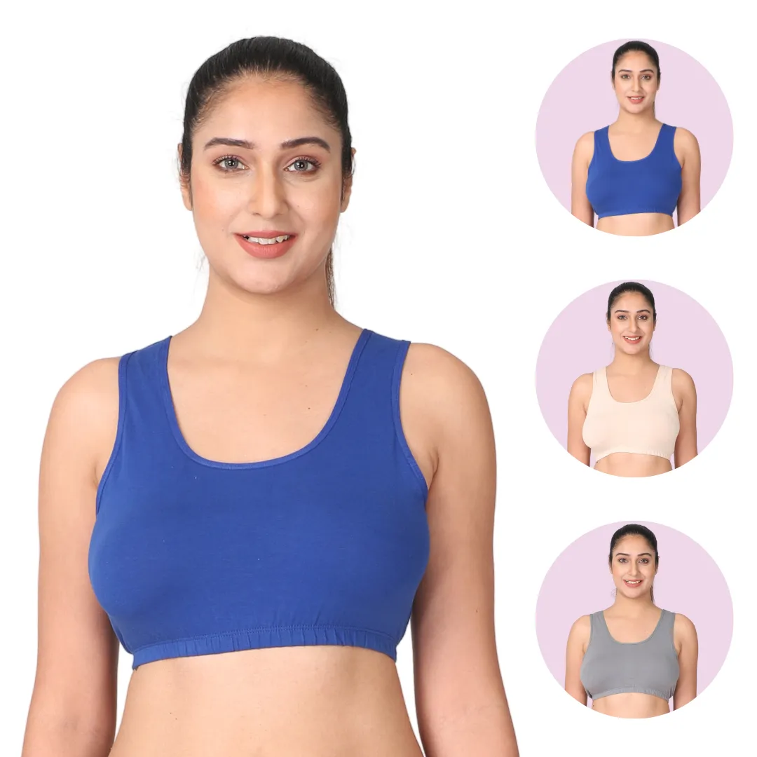 Sleep Bra | Lounge Bra | Non Padded | Non Wired | Full Coverage | Racerback | Pack Of 3