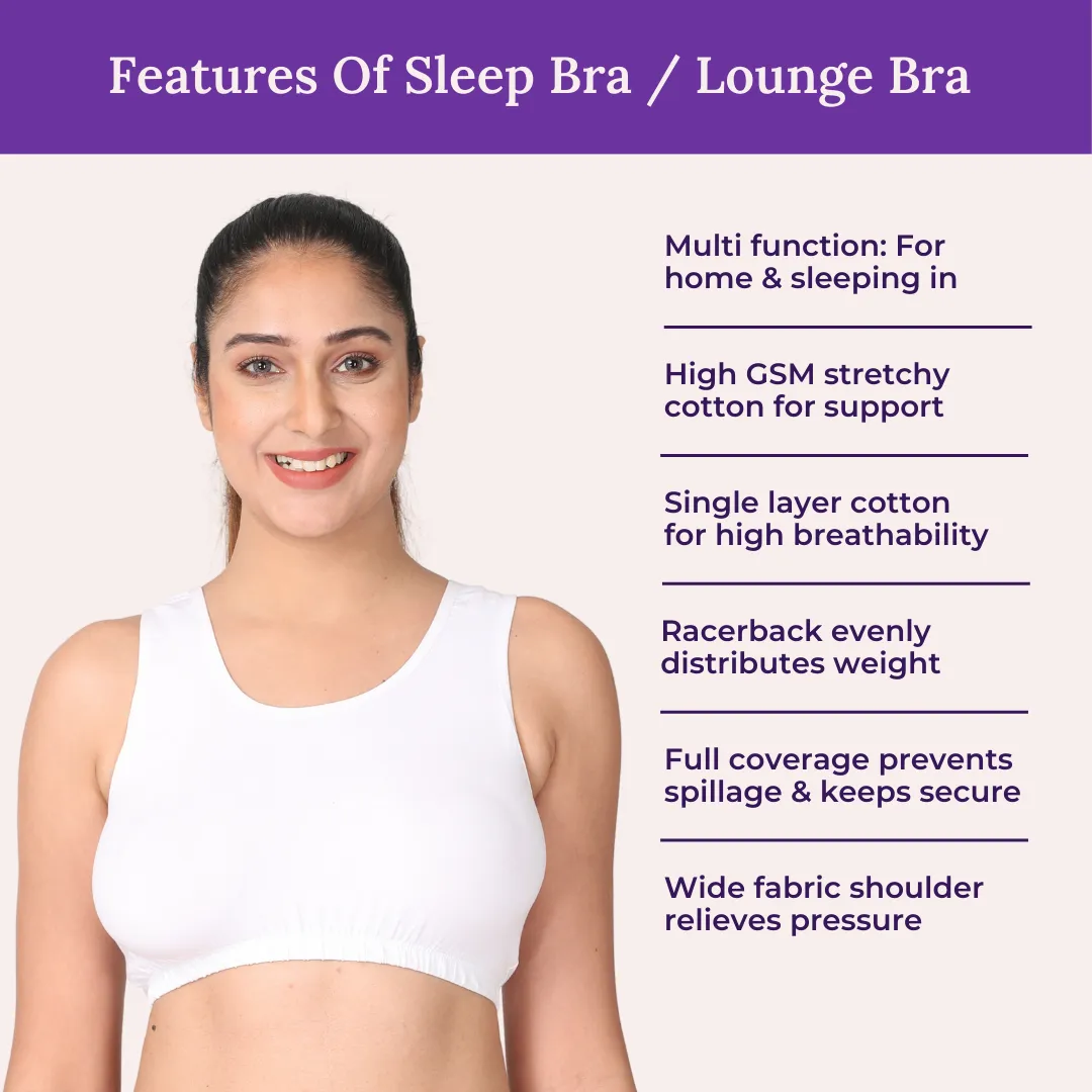Sleep Bra | Lounge Bra | Non Padded | Non Wired | Full Coverage | Racerback | Pack Of 3