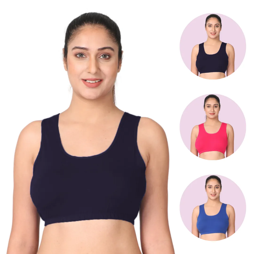 Sleep Bra | Lounge Bra | Non Padded | Non Wired | Full Coverage | Racerback | Pack Of 3