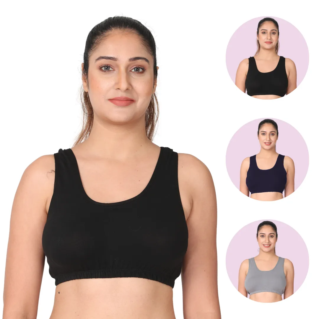 Sleep Bra | Lounge Bra | Non Padded | Non Wired | Full Coverage | Racerback | Pack Of 3