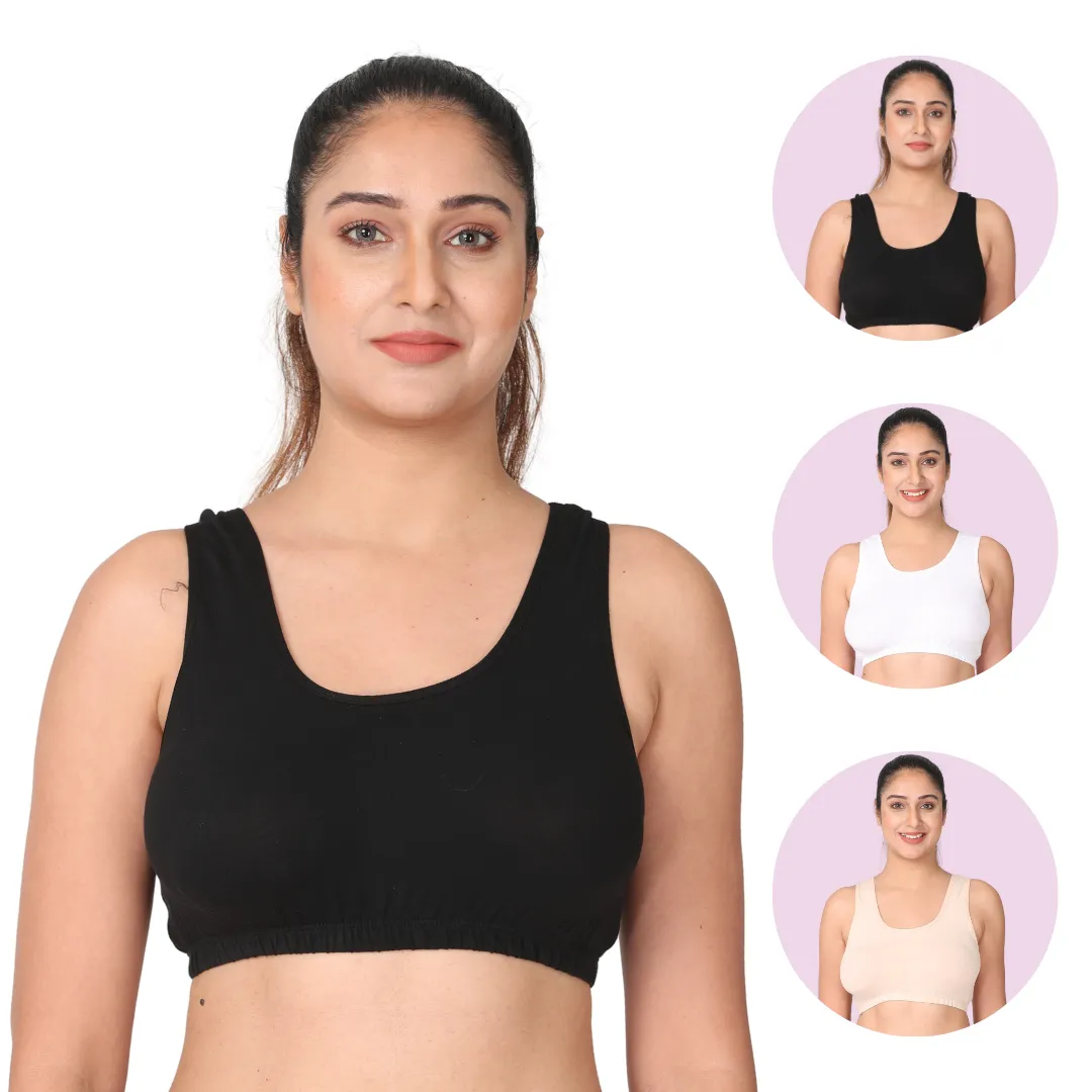 Sleep Bra | Lounge Bra | Non Padded | Non Wired | Full Coverage | Racerback | Pack Of 3