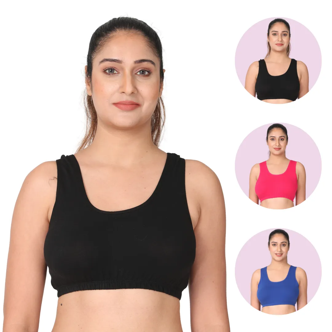 Sleep Bra | Lounge Bra | Non Padded | Non Wired | Full Coverage | Racerback | Pack Of 3