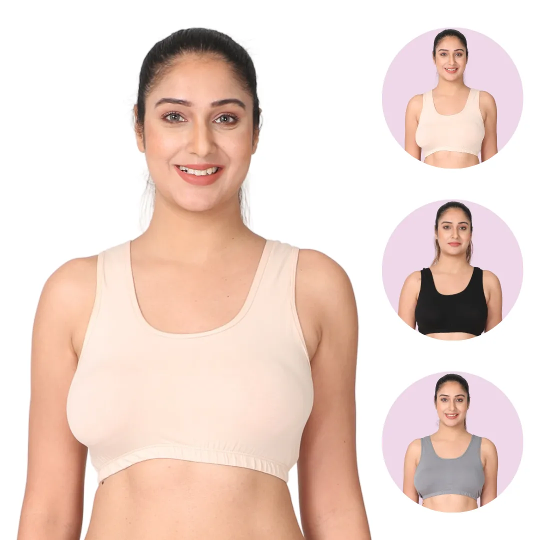 Sleep Bra | Lounge Bra | Non Padded | Non Wired | Full Coverage | Racerback | Pack Of 3