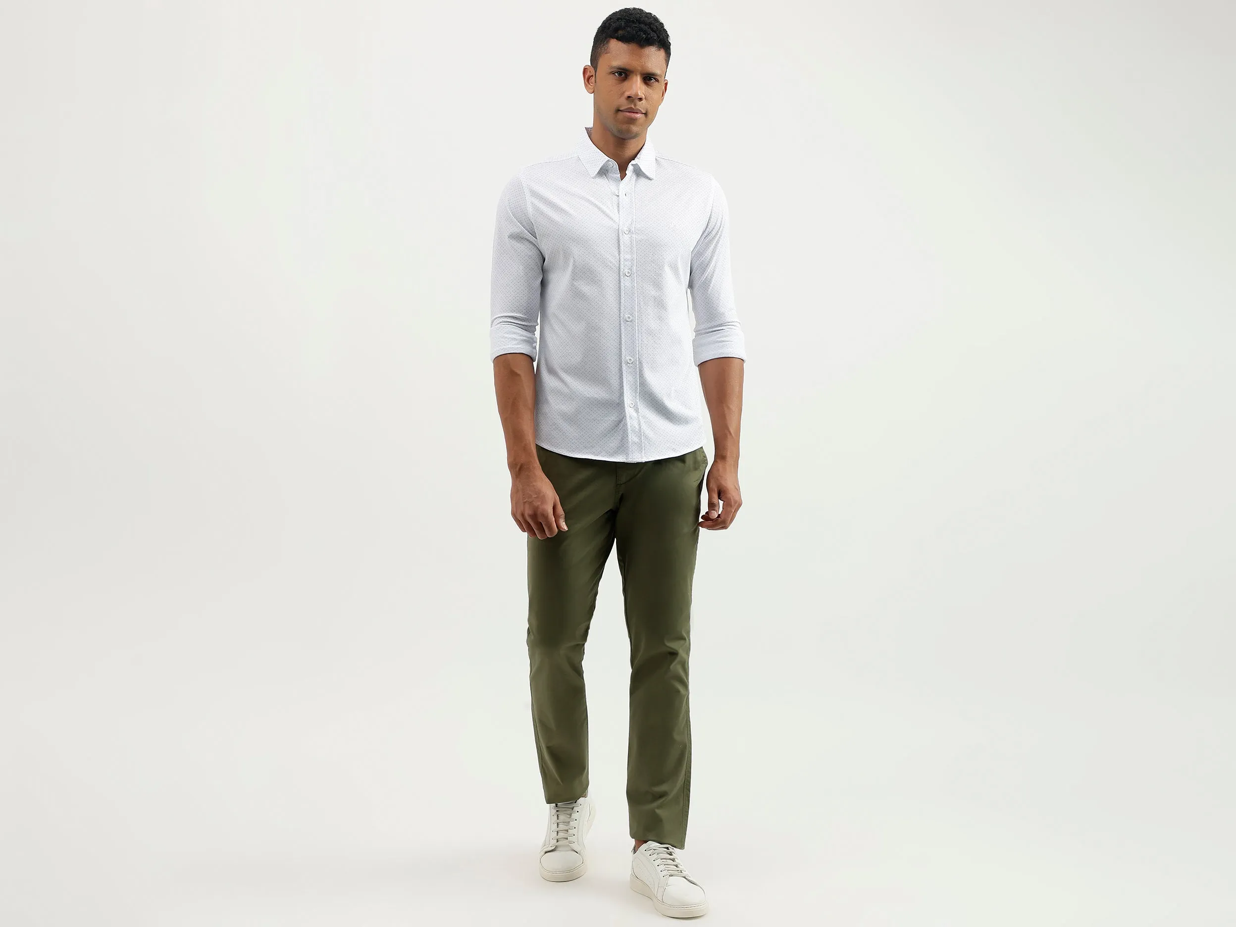 Slim Fit Spread Collar Printed Shirt