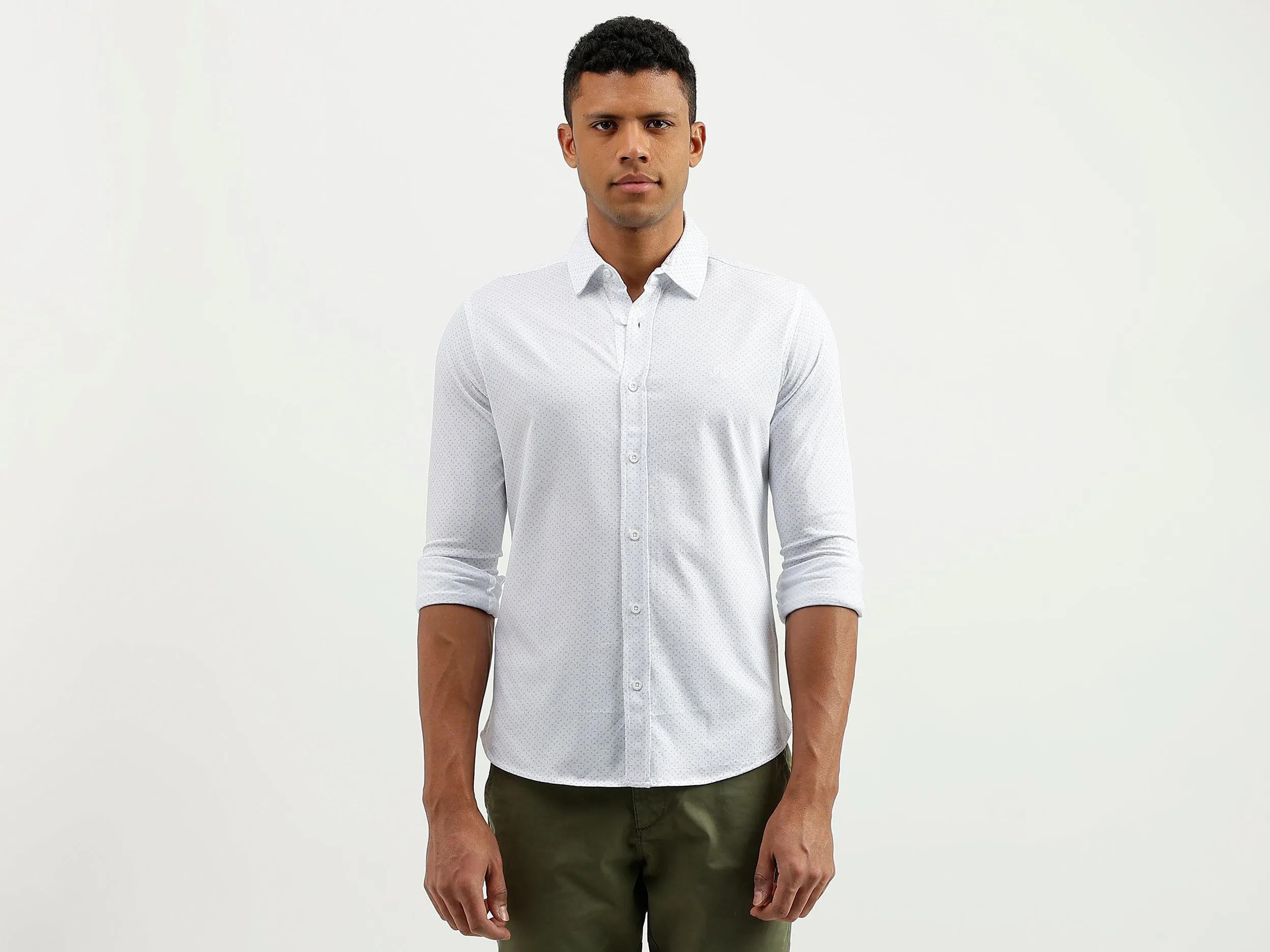 Slim Fit Spread Collar Printed Shirt