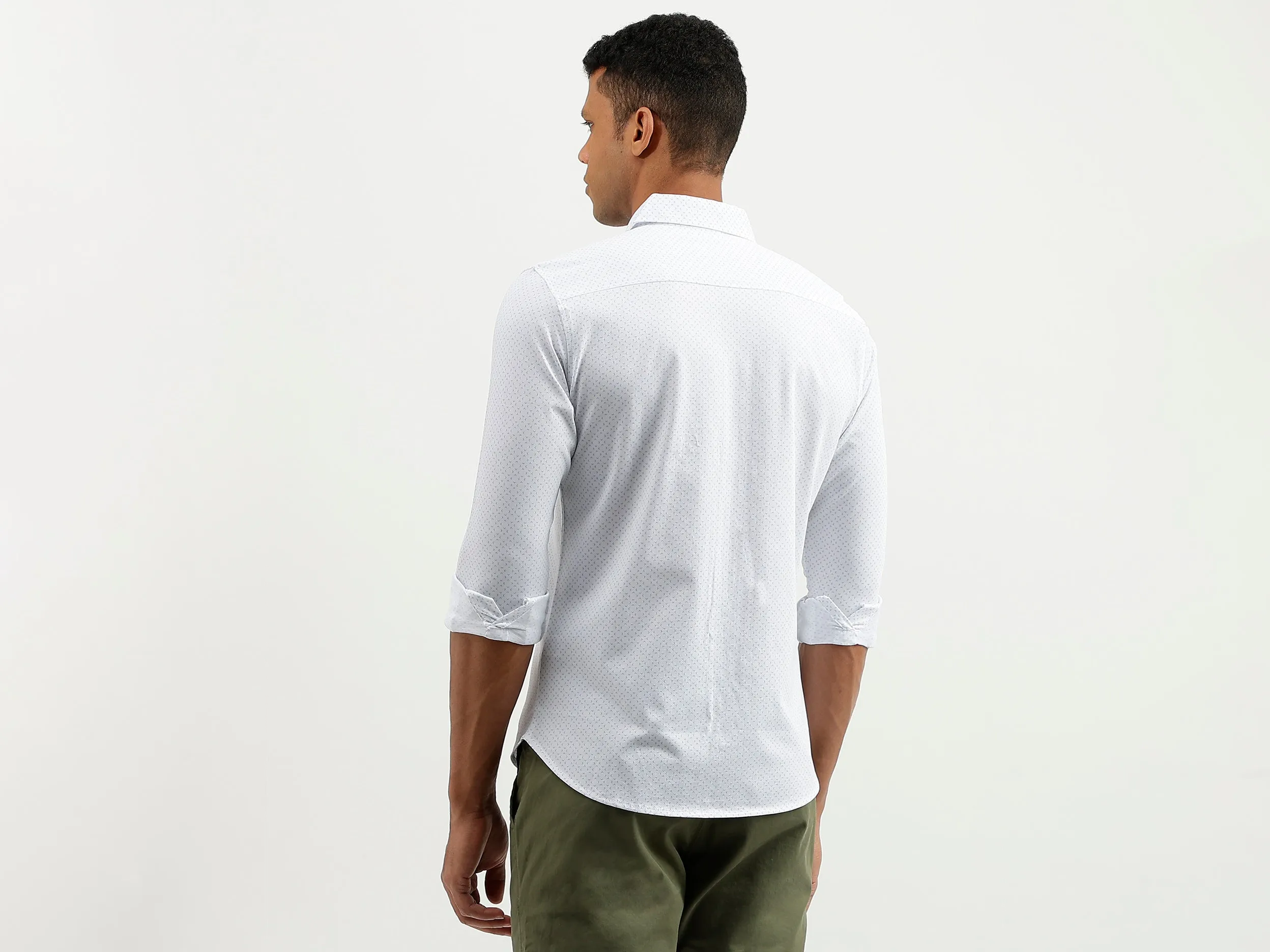 Slim Fit Spread Collar Printed Shirt