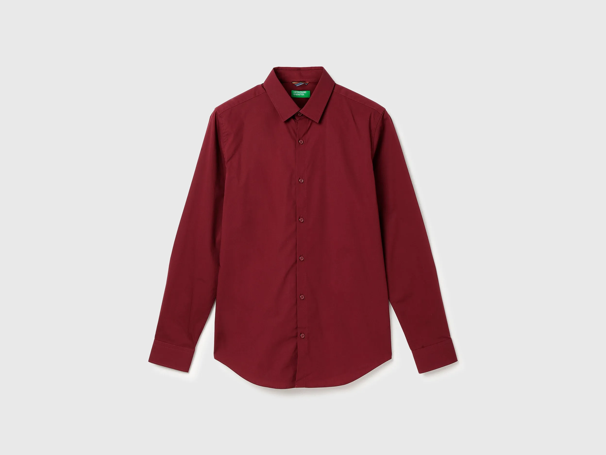 Slim Fit Spread Collar Solid Shirt