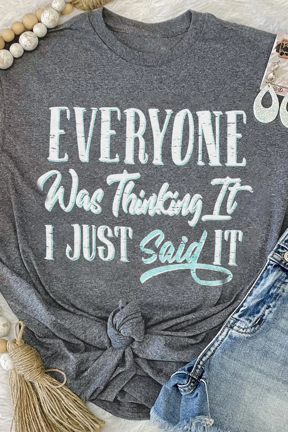 Slogan Graphic Printed Crew Neck T Shirt
