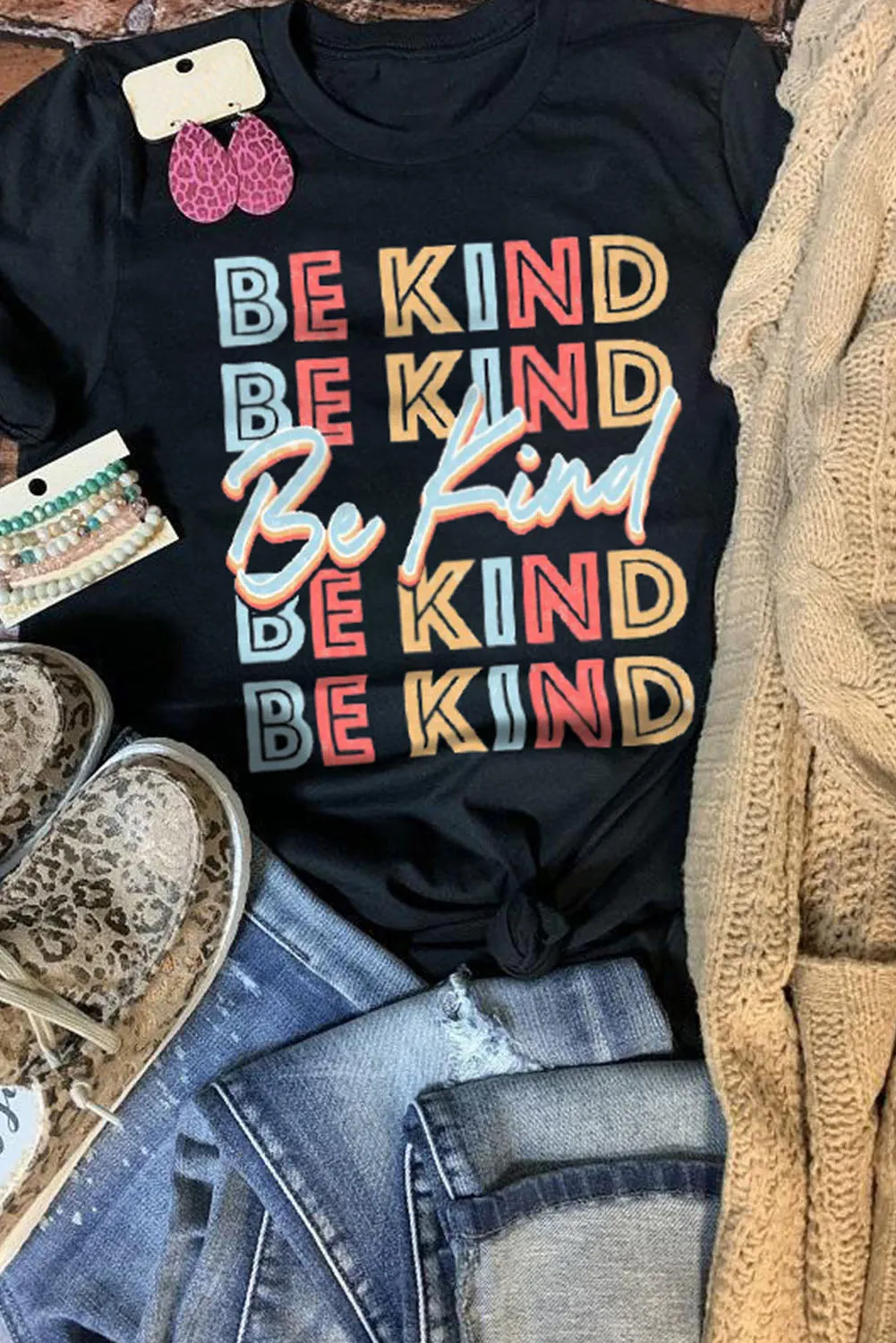 Slogan Graphic Printed Crew Neck T Shirt