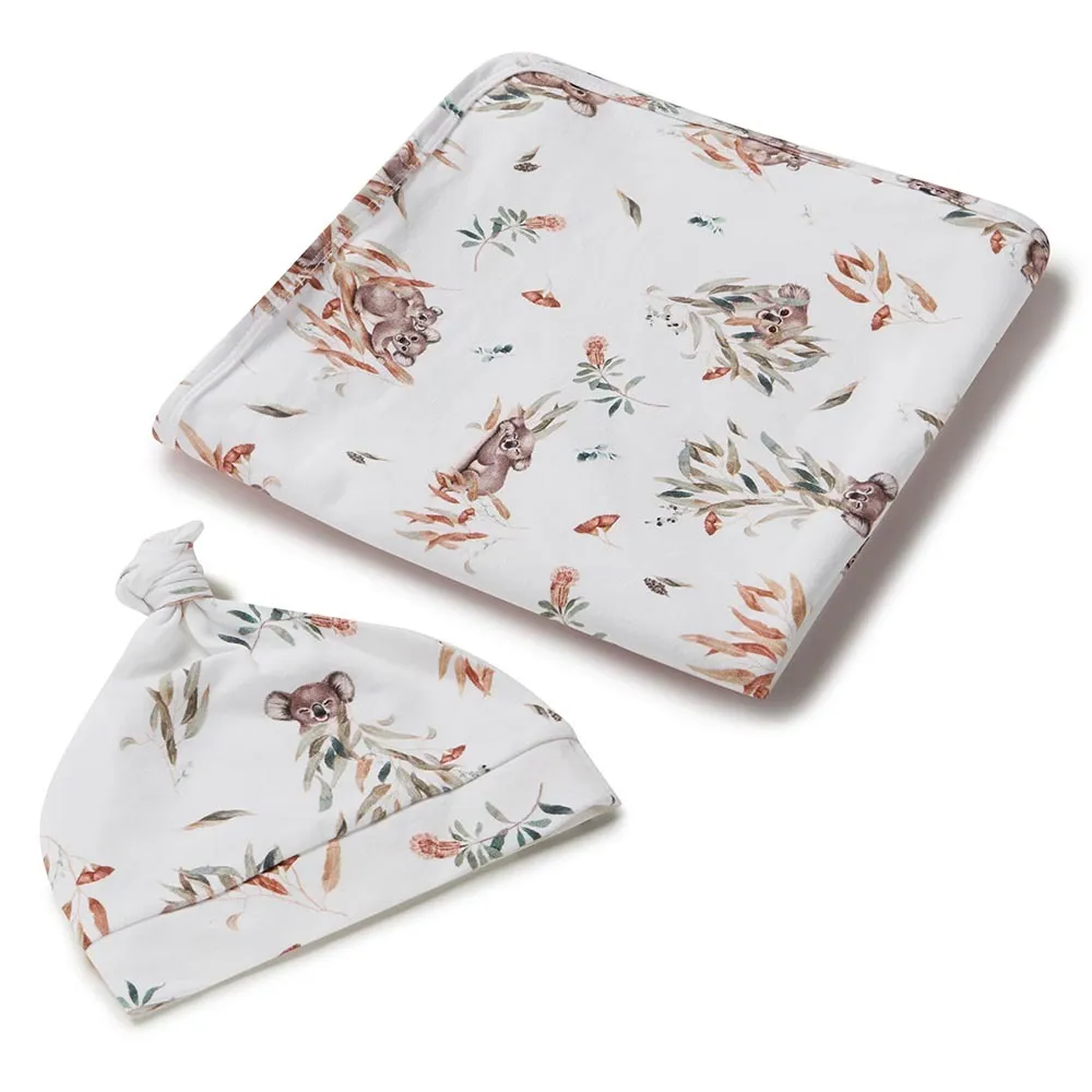Snuggle Hunny Baby Jersey Wrap & Beanie Set - Koala