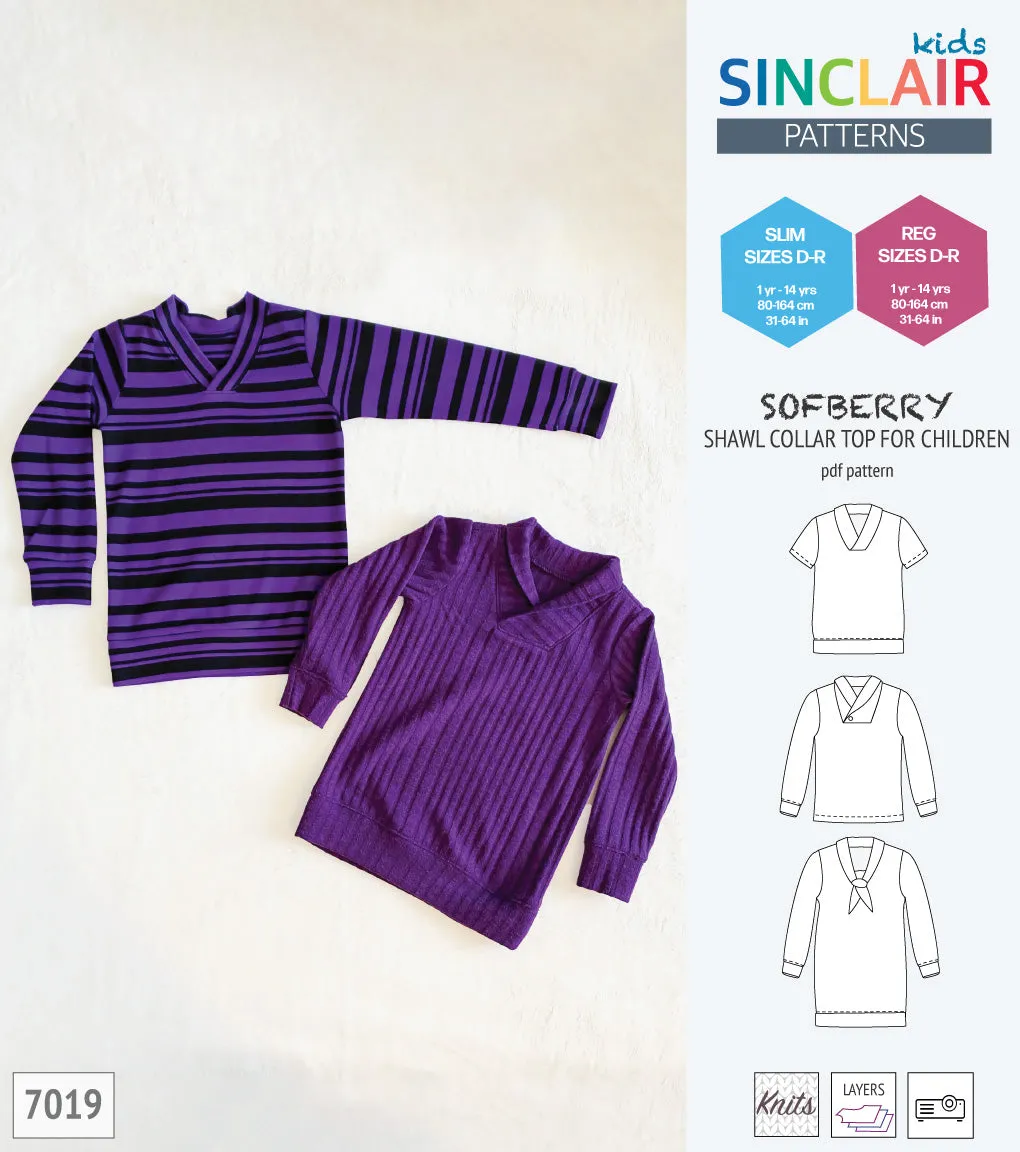 Sofberry shawl collar top for children (PDF)