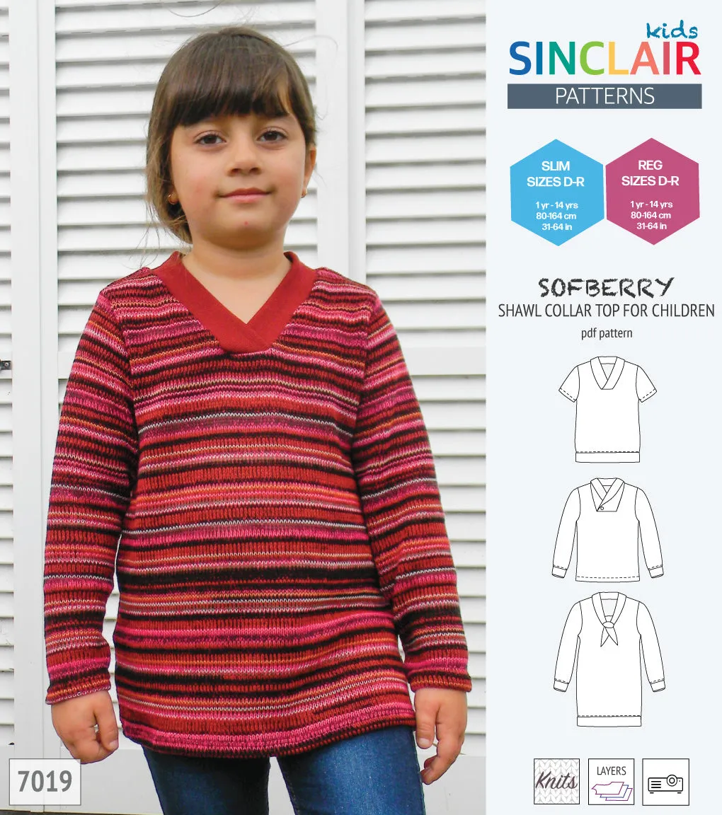 Sofberry shawl collar top for children (PDF)