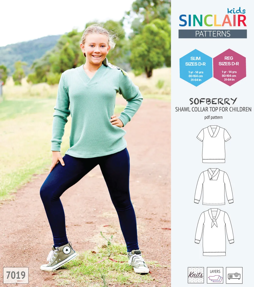Sofberry shawl collar top for children (PDF)