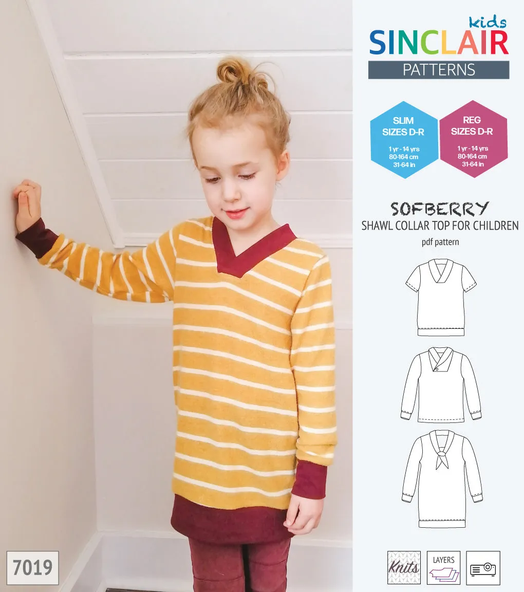 Sofberry shawl collar top for children (PDF)