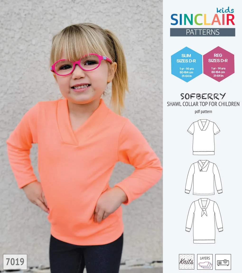 Sofberry shawl collar top for children (PDF)