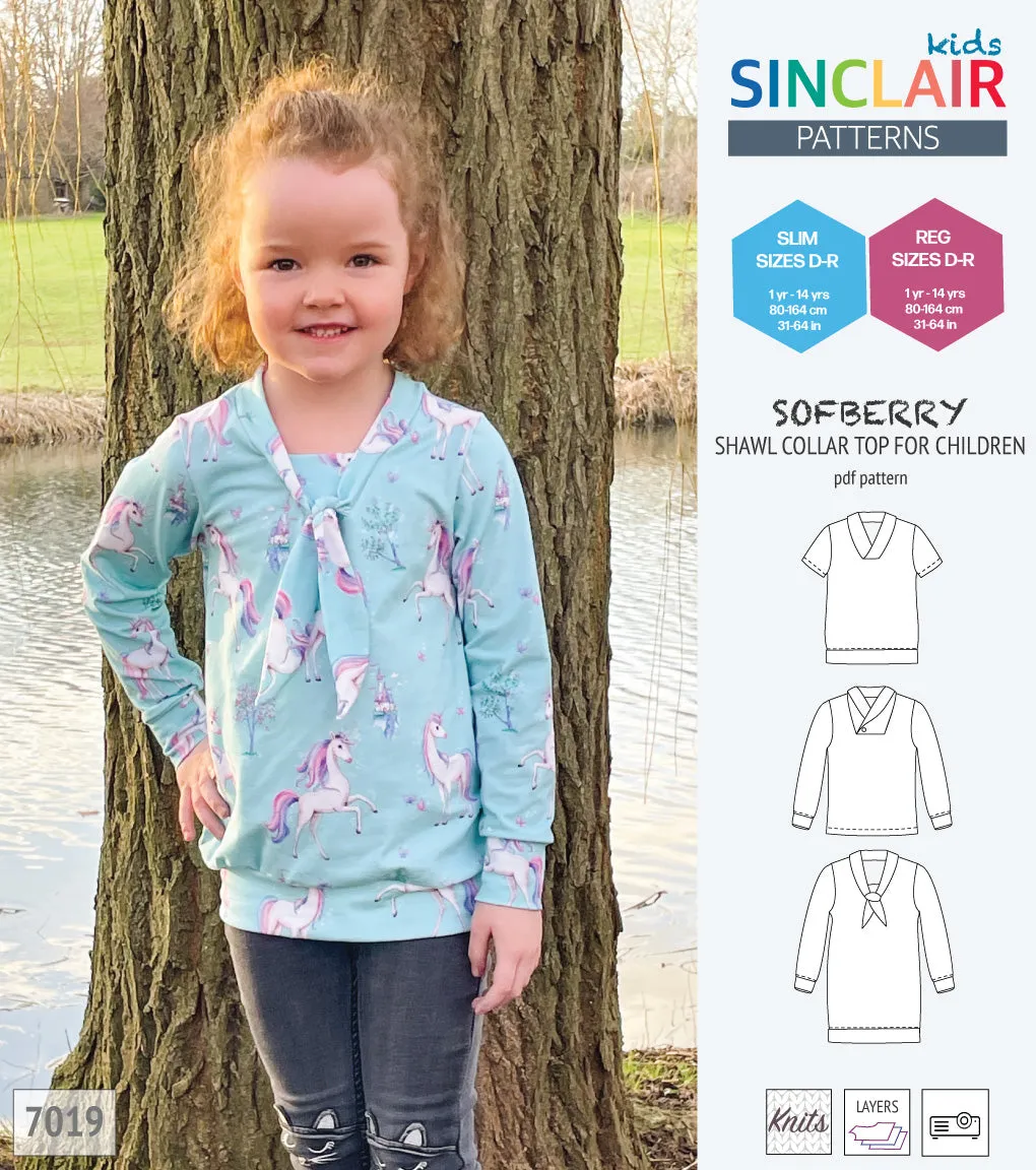 Sofberry shawl collar top for children (PDF)