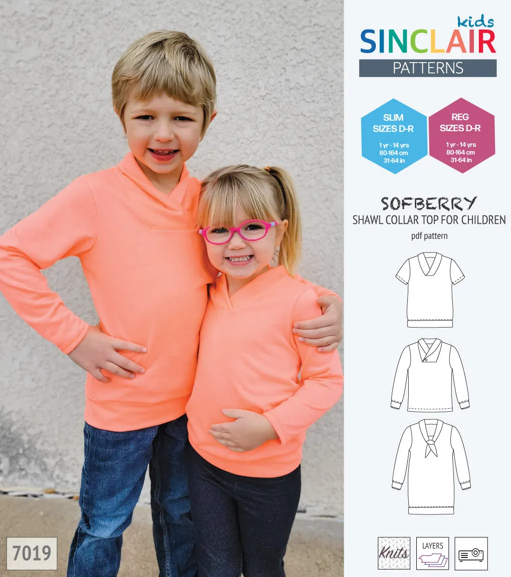 Sofberry shawl collar top for children (PDF)