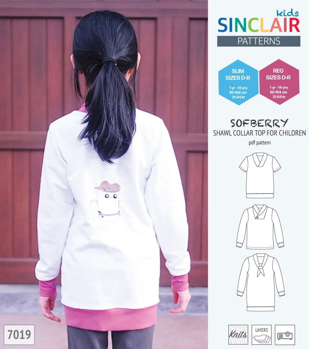 Sofberry shawl collar top for children (PDF)