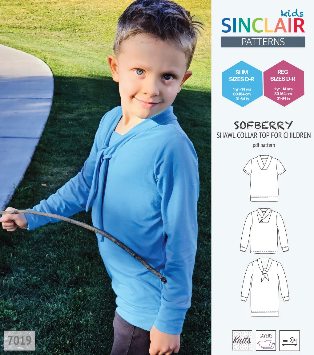 Sofberry shawl collar top for children (PDF)