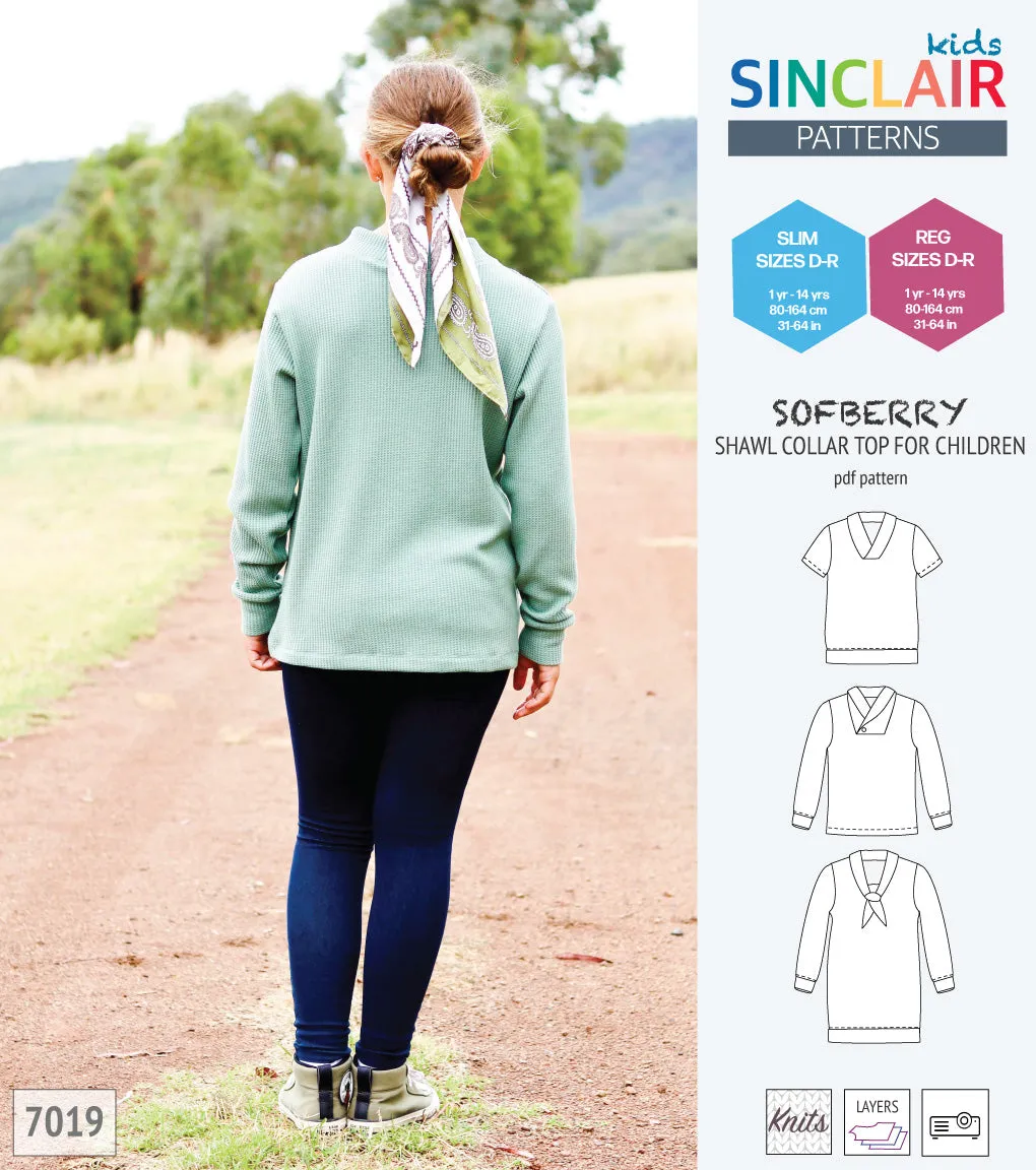 Sofberry shawl collar top for children (PDF)