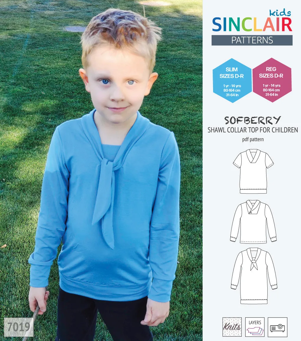 Sofberry shawl collar top for children (PDF)