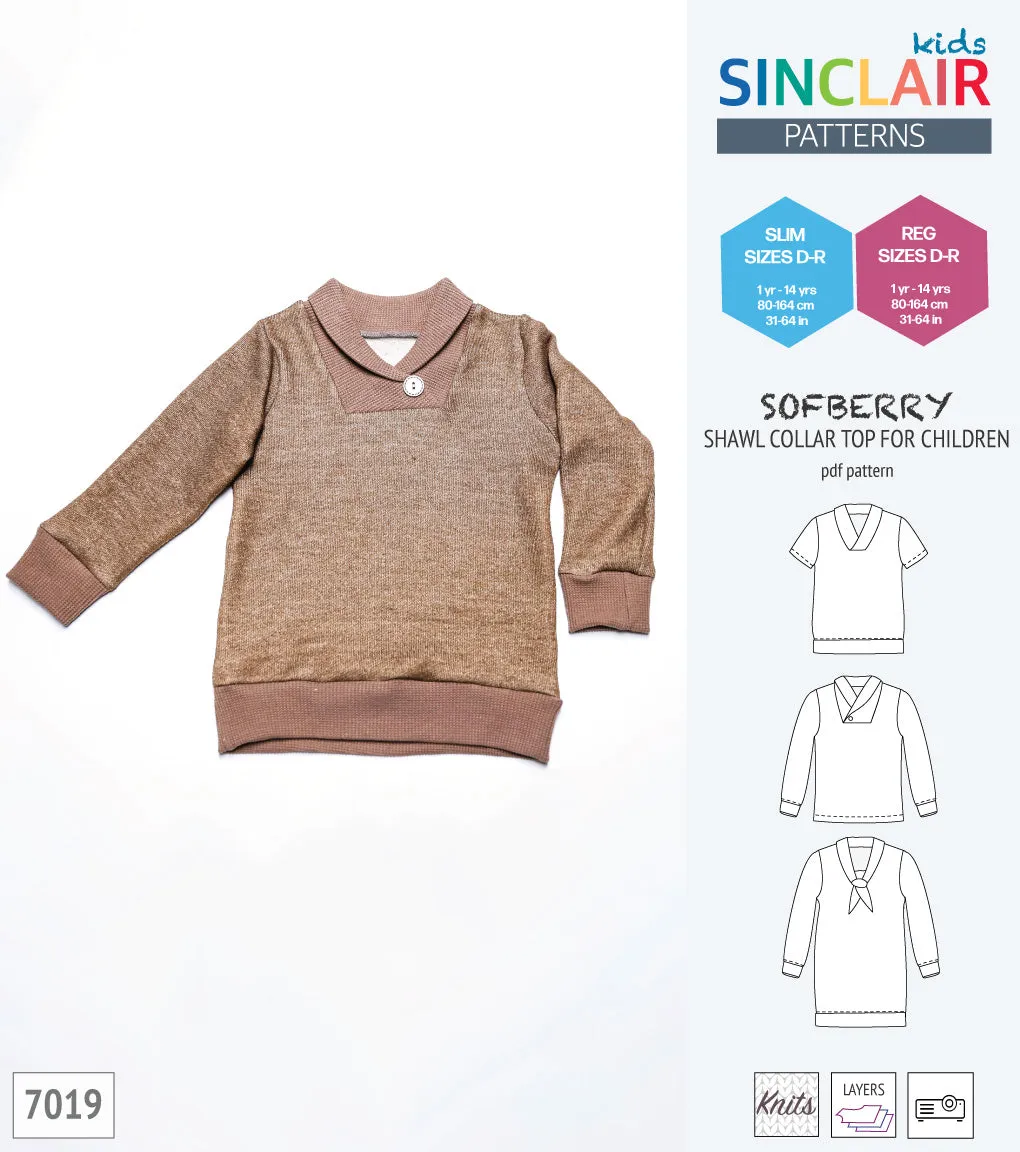 Sofberry shawl collar top for children (PDF)